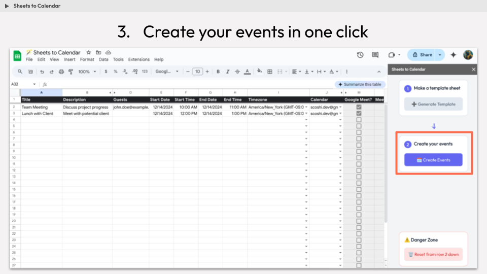 Create your events
